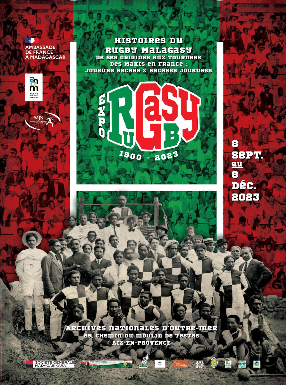 Affiche de l'exposition sur l'Histoire du Rugby Malagasy
