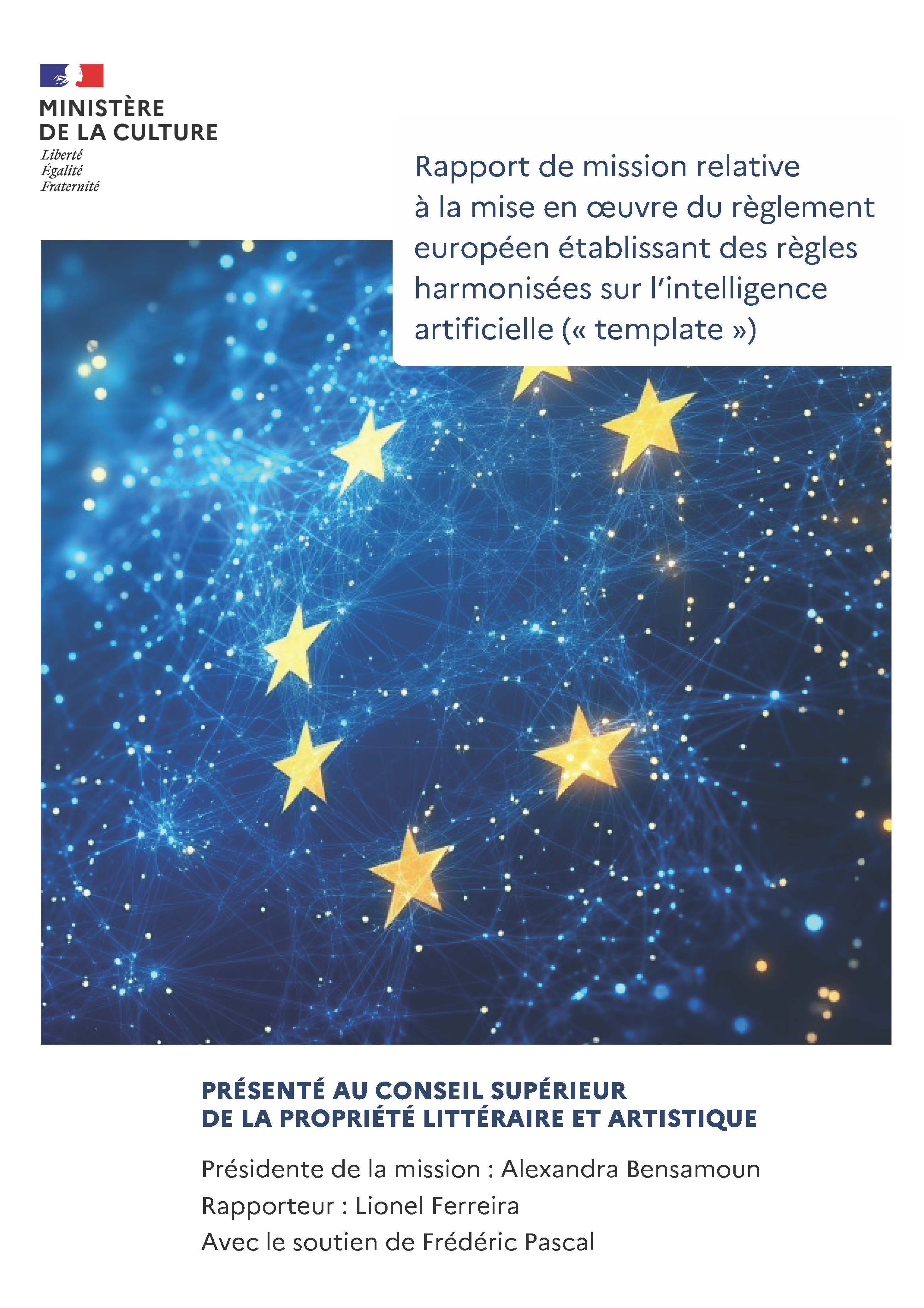 Rapport de mission relative à la mise en œuvre du règlement européen établissant des règles harmonisées sur l’intelligence artificielle ("template")