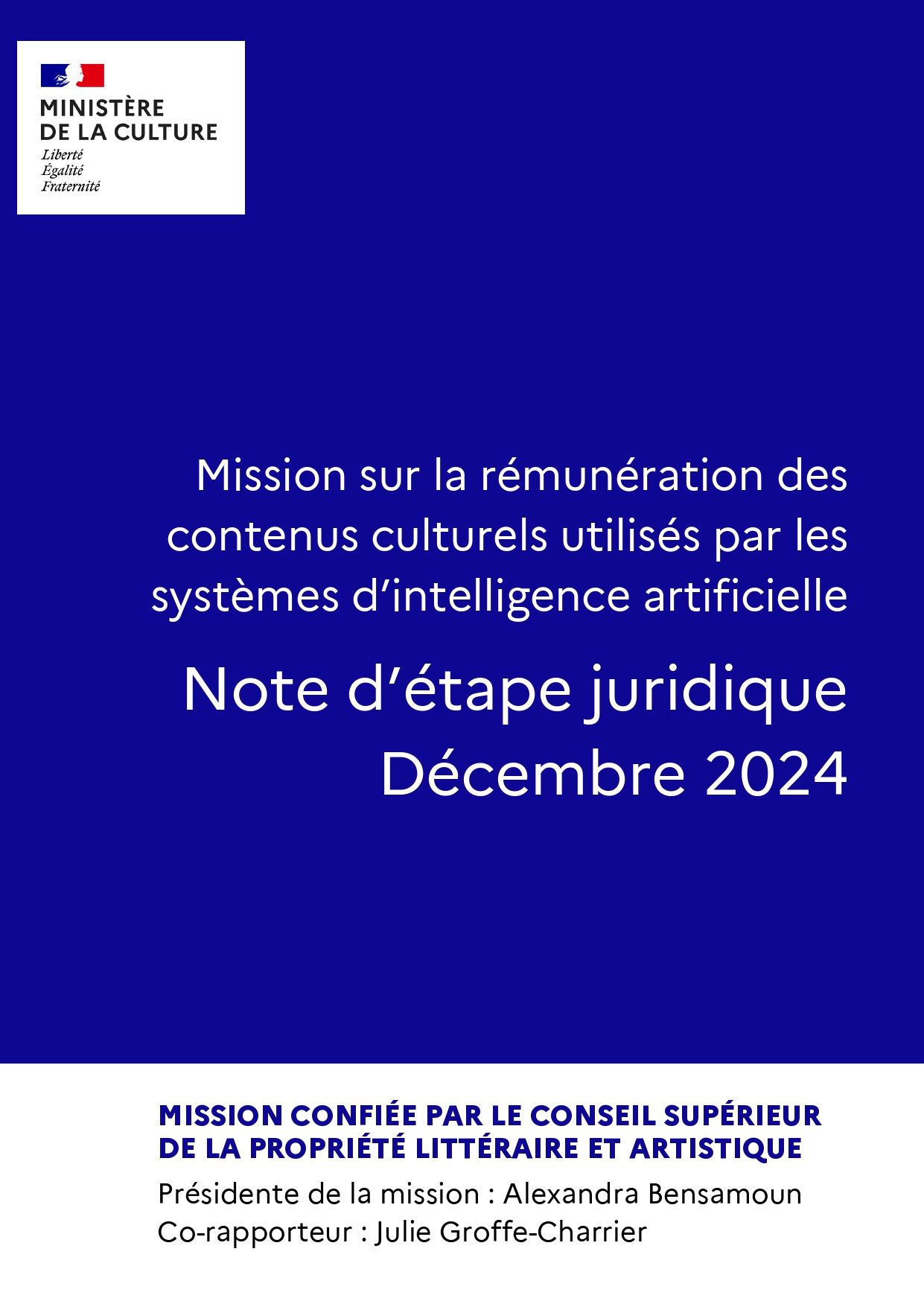 Note d'étape juridique, mission IA & rémunération des contenus utilisés