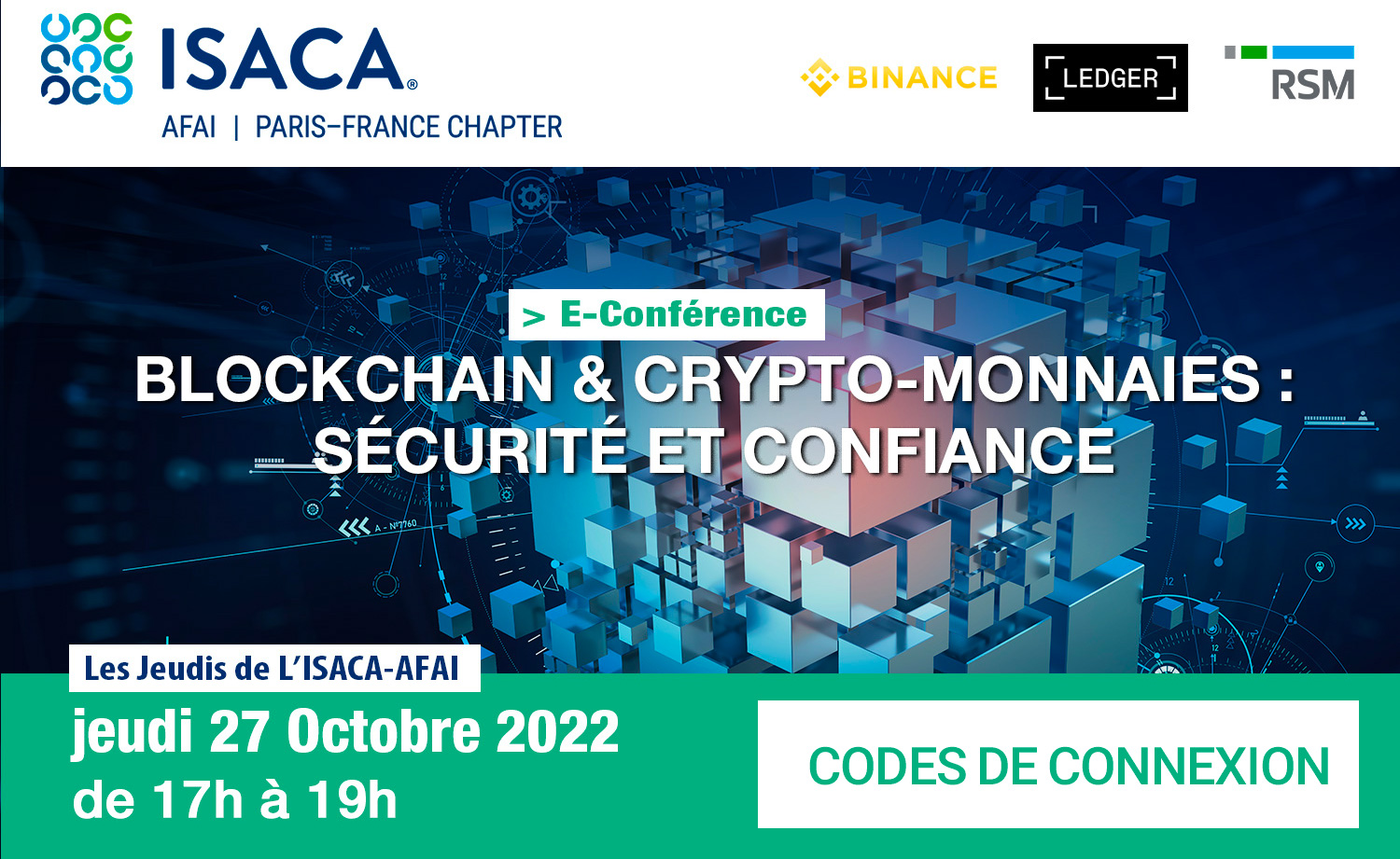CONFÉRENCE : Blockchain & crypto-monnaies : Sécurité et Confiance le 27 Octobre 2022 de 17h à 19h