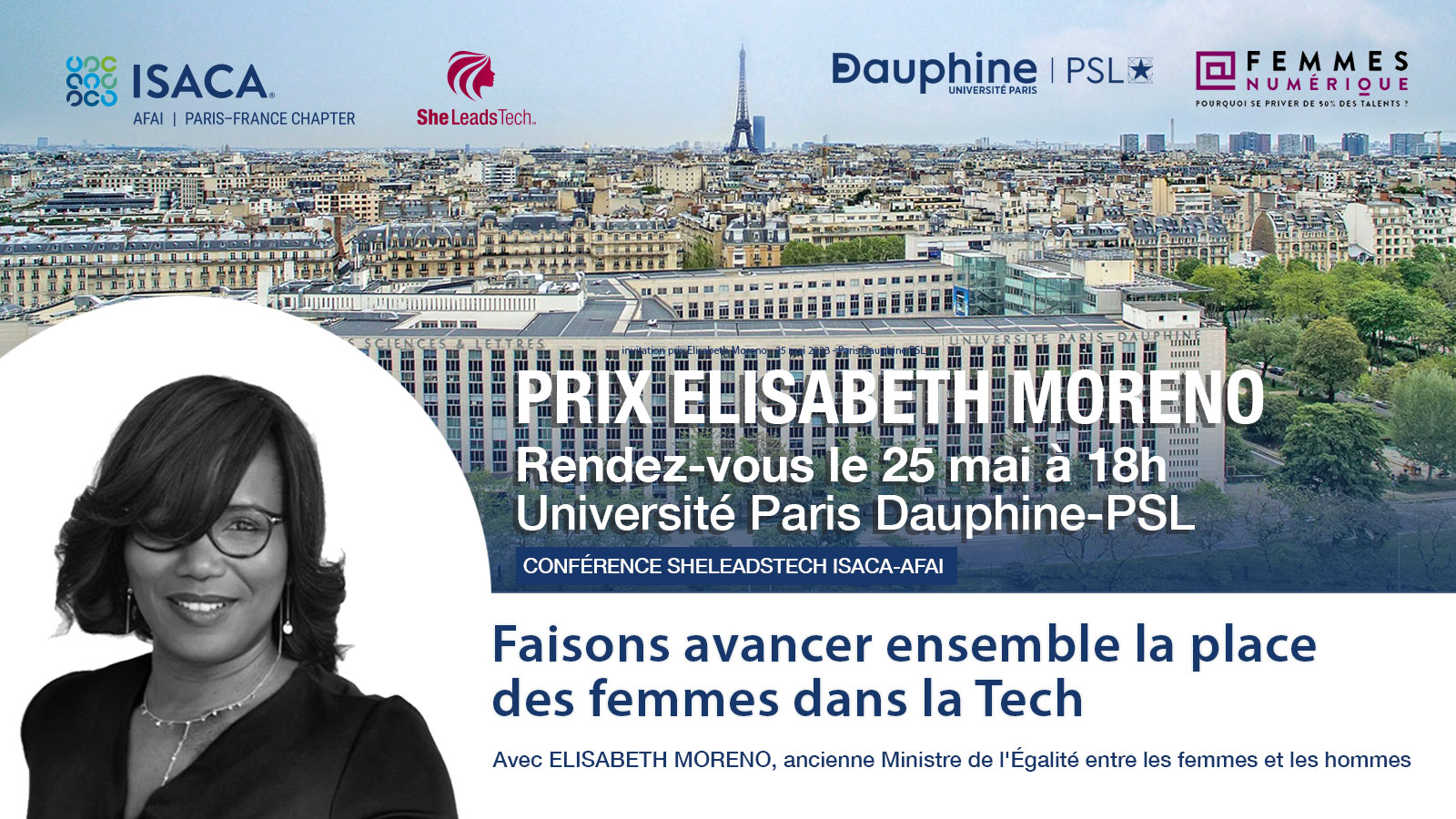 Prix Elisabeth Moreno - Rendez-vous le 25 mai 2023 à 18h Université de Paris Dauphine-PSL