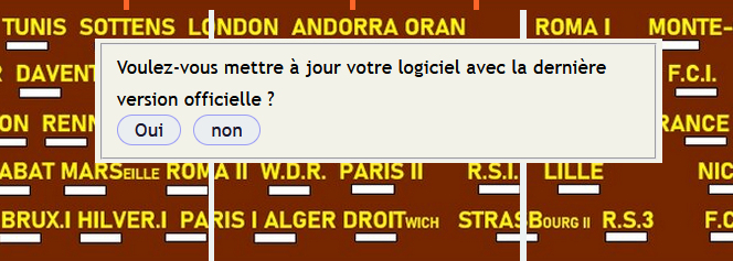 Boite de dialogue pour la mise à jour automatique
