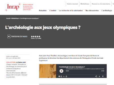 L'archéologie au jeux olympiques ? 