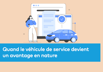 Illustration d’une femme devant une grande page de document avec une coche de validation, à côté d’une voiture bleue.