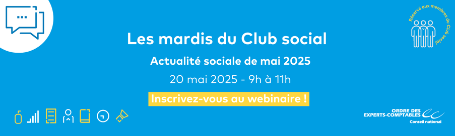 Visuel du webinaire "Actualité sociale de mai 2025"