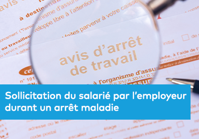 Formulaire d’avis d’arrêt de travail vu à travers une loupe, mettant en évidence les mots en lettres orange.
