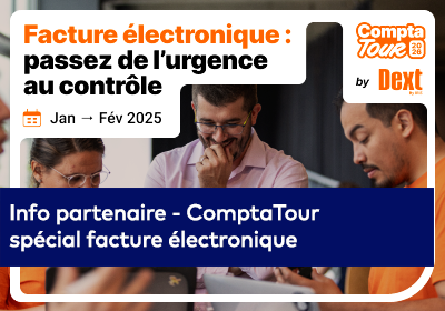Visuel du partenaire Dext : "ComptaTour spécial facture électronique"