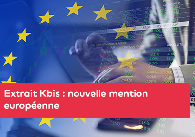 Un fond composé de chiffres boursiers et d’un drapeau européen transparent, avec une personne utilisant un ordinateur.